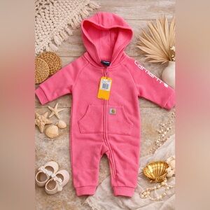 Carhartt Kids Pink Hooded Footie Coverall